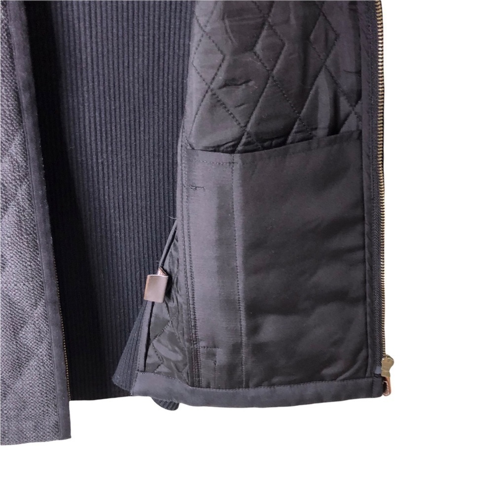 J McLaughlin Bennet Tweed Quilted Vest Ribbed Knit Back Black Size XS - Picture 9 of 11